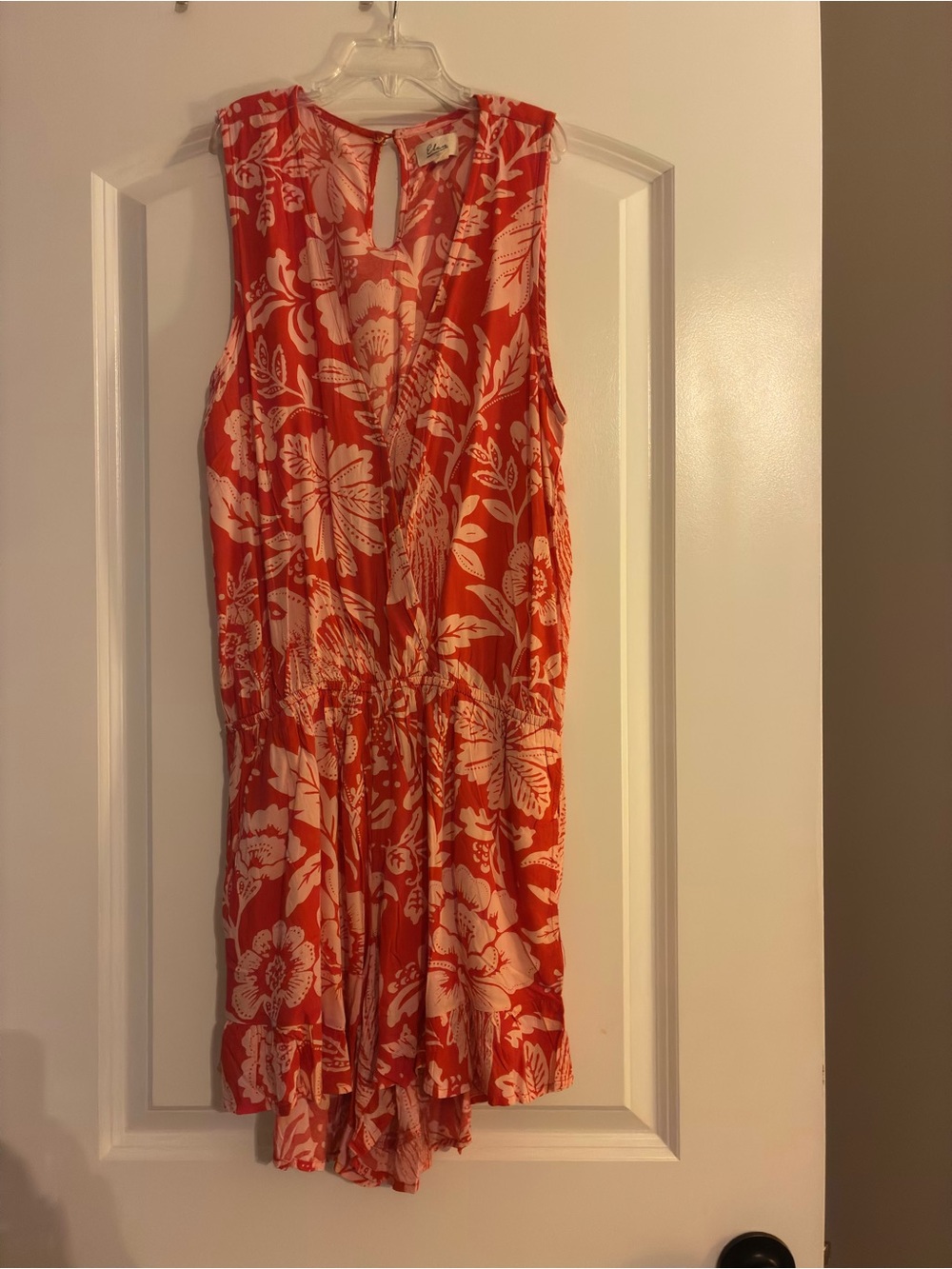Elan Red/Coral and Cream Floral Summer Romper